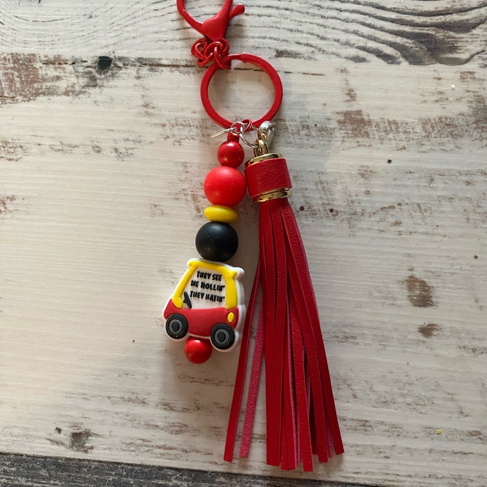 Colorful Kids Car Keychain “They See Me Rollin’ They Hatin’”
